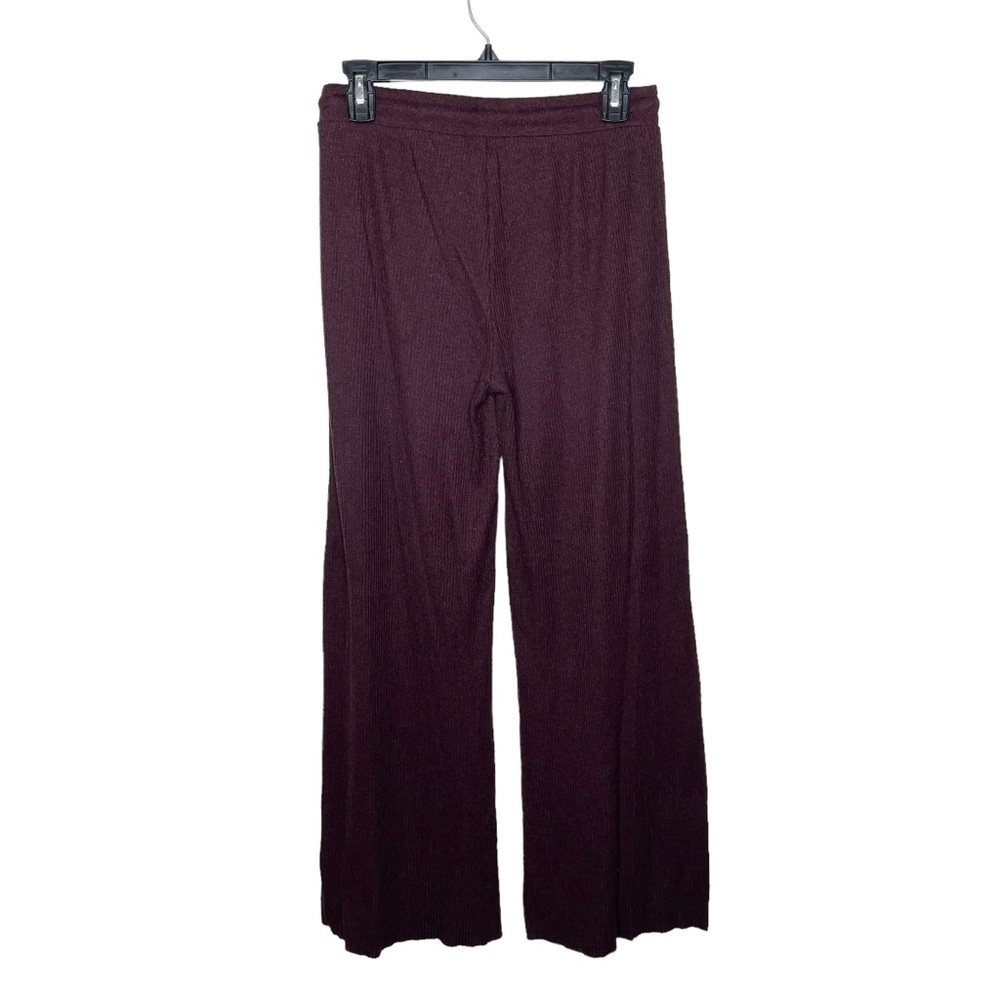 Nation LTD Wide Leg Ribbed Knit Lounge Pants Maroon Medium - Picture 2 of 10